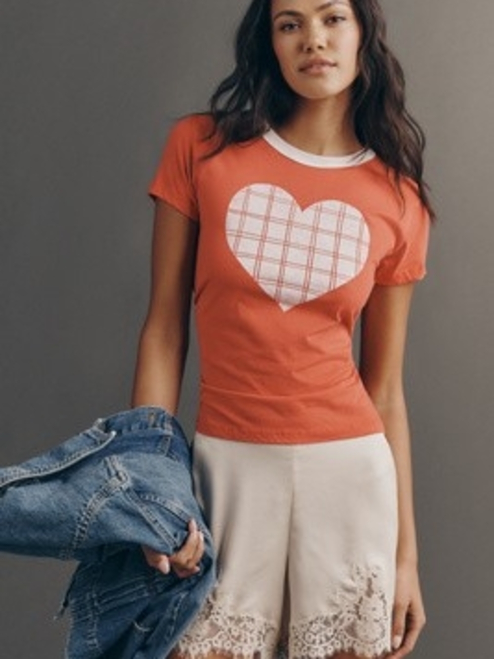 Anthropologie Heart Ringer Tee in Red Plaid by Letluv